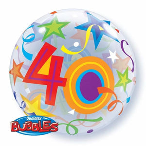 40th Birthday Brilliant Stars 22 Inch Qualatex Bubble Balloon UNINFLATED