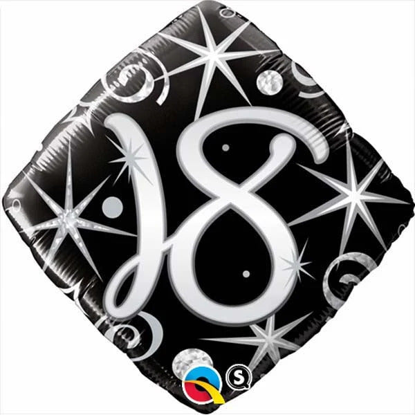 45cm Age 18 Elegant Sparkles & Swirls Birthday Diamond Foil Balloon UNINFLATED