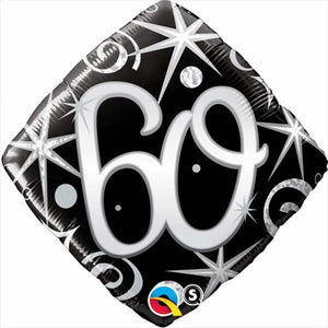 45cm Age 60 Elegant Sparkles & Swirls Birthday Diamond Foil Balloon UNINFLATED