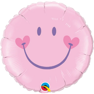 45cm Emoji Pink Sweet Smiley Face Round Foil Balloon UNINFLATED