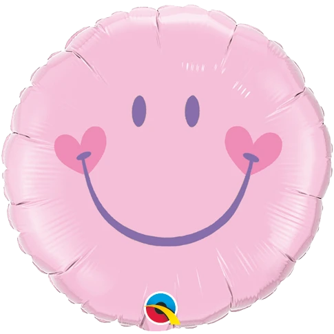45cm Emoji Pink Sweet Smiley Face Round Foil Balloon UNINFLATED