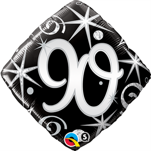 45cm Age 90 Elegant Sparkles & Swirls Birthday Diamond Foil Balloon UNINFLATED