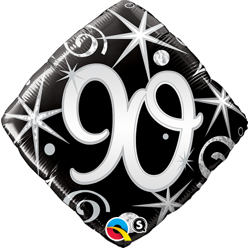 45cm Age 90 Elegant Sparkles & Swirls Birthday Diamond Foil Balloon UNINFLATED