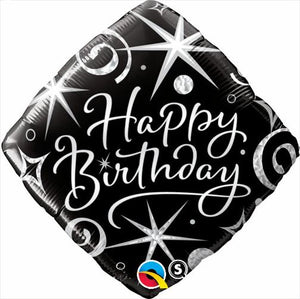 45cm Birthday Elegant Sparkles & Swirls Diamond Foil Balloon UNINFLATED