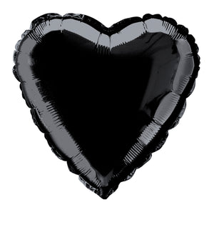 45cm Black Heart Foil Balloon UNINFLATED