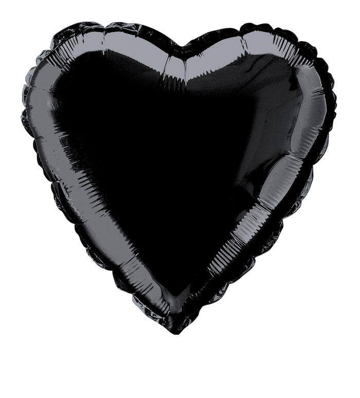 45cm Black Heart Foil Balloon UNINFLATED