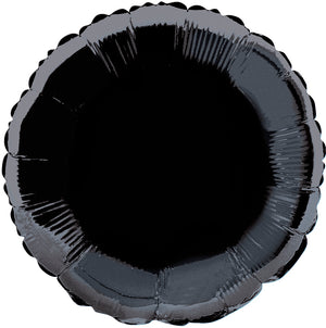 45cm Black Round Foil Balloon UNINFLATED