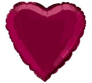 45cm Burgundy Heart Foil Balloon UNINFLATED