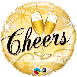 45cm Cheers Starbursts Round Foil Balloon UNINFLATED