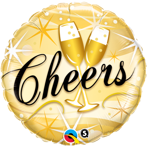 45cm Cheers Starbursts Round Foil Balloon UNINFLATED