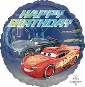 45cm Disney Cars Happy Birthday Round Foil Balloon UNINFLATED