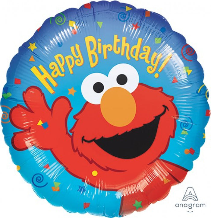 45cm Elmo Happy Birthday Round Foil Balloon UNINFLATED