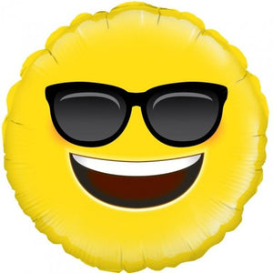 45cm Emoji Cool Sunglasses Round Foil Balloon UNINFLATED