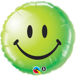 45cm Emoji Green Smiley Face Round Foil Balloon UNINFLATED