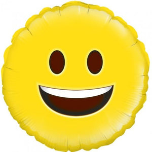 45cm Emoji Happy Smile Round Foil Balloon UNINFLATED