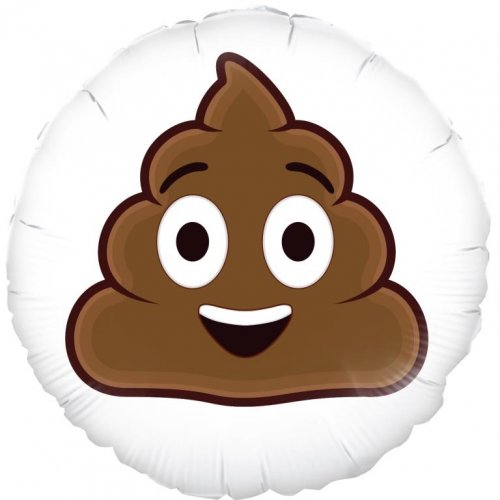 45cm Emoji Smiling Poop Round Foil Balloon UNINFLATED