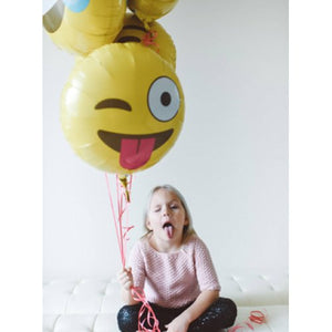 45cm Emoji Winking Round Foil Balloon UNINFLATED