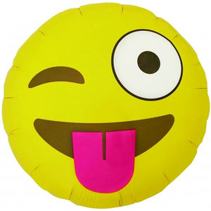 45cm Emoji Winking Round Foil Balloon UNINFLATED