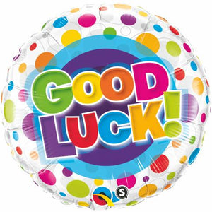 45cm Good Luck Colorful Dots Round Foil Balloon UNINFLATED