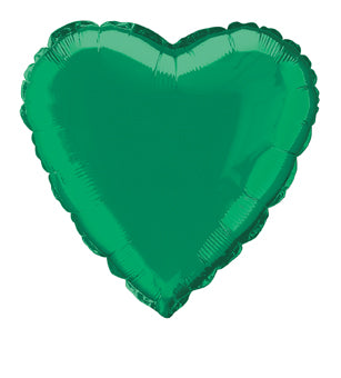 45cm Green Heart Foil Balloon UNINFLATED