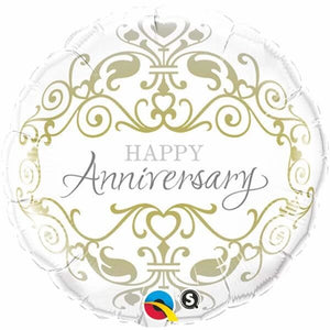 45cm Happy Anniversary Classic Round Foil Balloon UNINFLATED