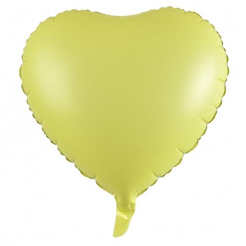 45cm Heart Matt Pastel Yellow Foil Balloon UNINFLATED