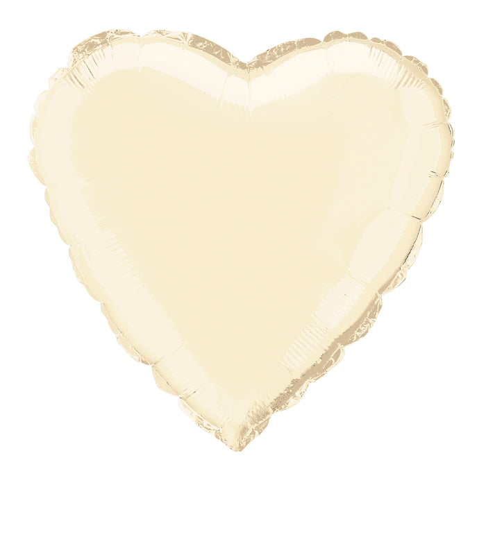 45cm Ivory Heart Foil Balloon UNINFLATED