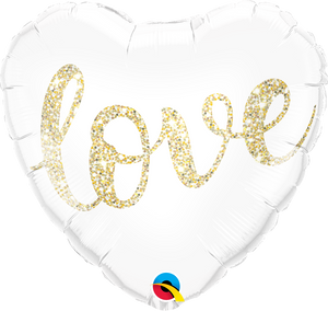 45cm Love Glitter Gold Heart Foil Balloon UNINFLATED