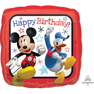 45cm Mickey Mouse Happy Birthday Square Foil Balloon UNINFLATED