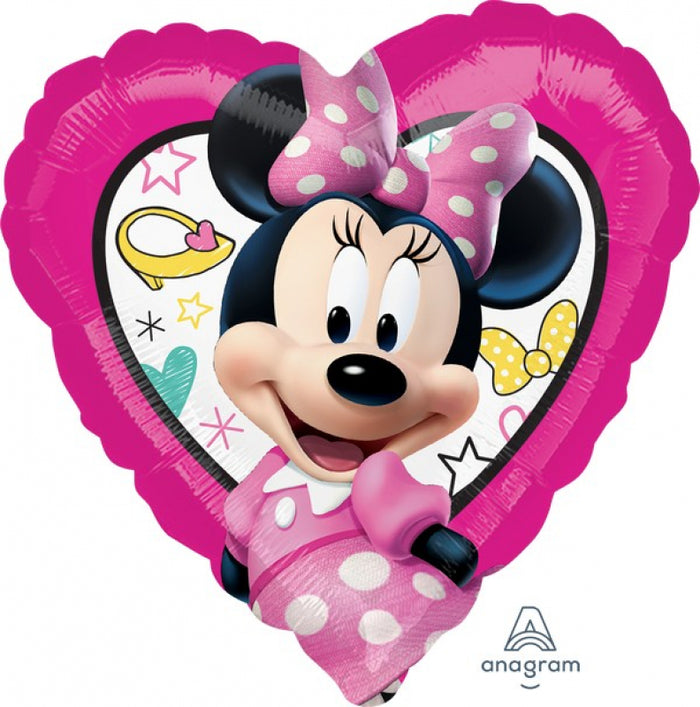 45cm Minnie Mouse Heart Foil Balloon UNINFLATED