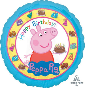 45cm Peppa Pig Happy Birthday Round Foil Balloon UNINFLATED
