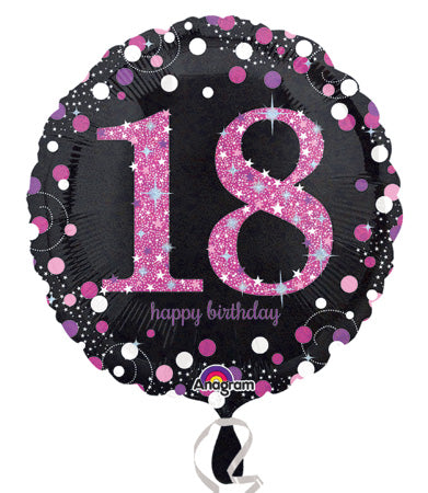 45cm Pink Celebration 18th Happy Birthday Round Foil Balloon UNINFLATED