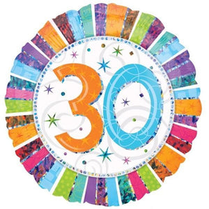45cm Radiant 30th Happy Birthday Round Foil Balloon UNINFLATED