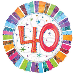 45cm Radiant 40th Happy Birthday Round Foil Balloon UNINFLATED