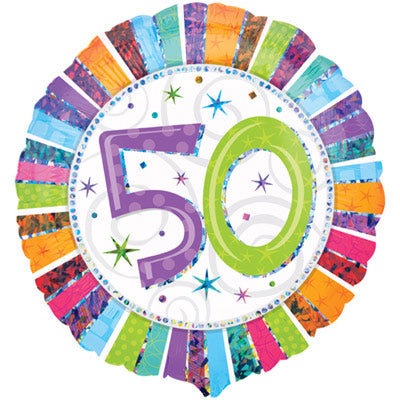 45cm Radiant 50th Happy Birthday Round Foil Balloon UNINFLATED