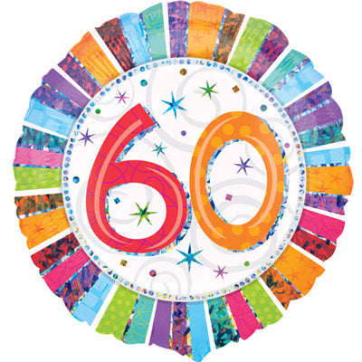 45cm Radiant 60th Happy Birthday Round Foil Balloon UNINFLATED