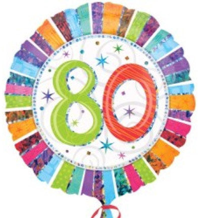45cm Radiant 80th Happy Birthday Round Foil Balloon UNINFLATED
