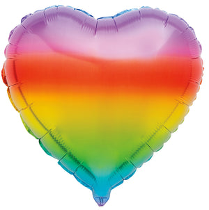 45cm Rainbow Heart Foil Balloon UNINFLATED