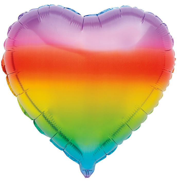 45cm Rainbow Heart Foil Balloon UNINFLATED