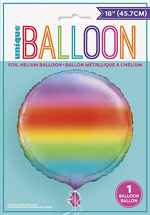45cm Rainbow Round Foil Balloon UNINFLATED