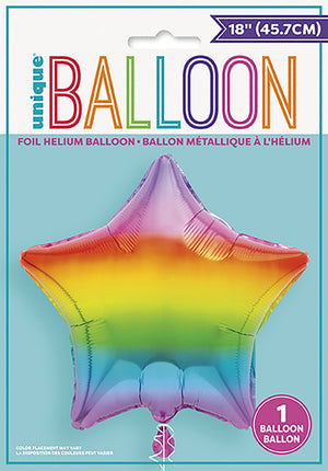 45cm Rainbow Star Foil Balloon UNINFLATED