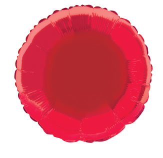 45cm Red Round Foil Balloon UNINFLATED