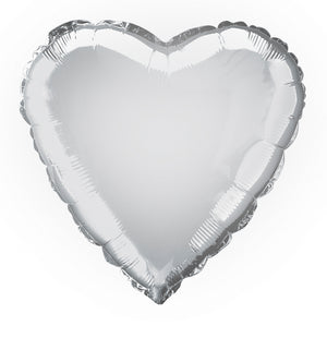 45cm Silver Heart Foil Balloon UNINFLATED