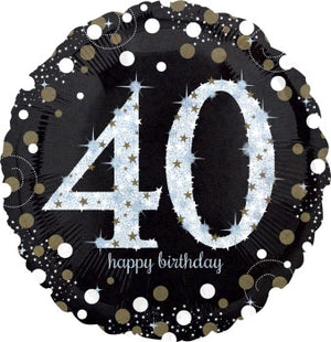 45cm Sparkling Celebration 40th Happy Birthday Round Foil Balloon UNINFLATED