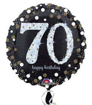 45cm Sparkling Celebration 70th Happy Birthday Round Foil Balloon UNINFLATED