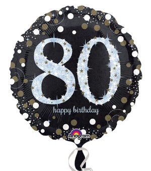 45cm Sparkling Celebration 80th Happy Birthday Round Foil Balloon UNINFLATED