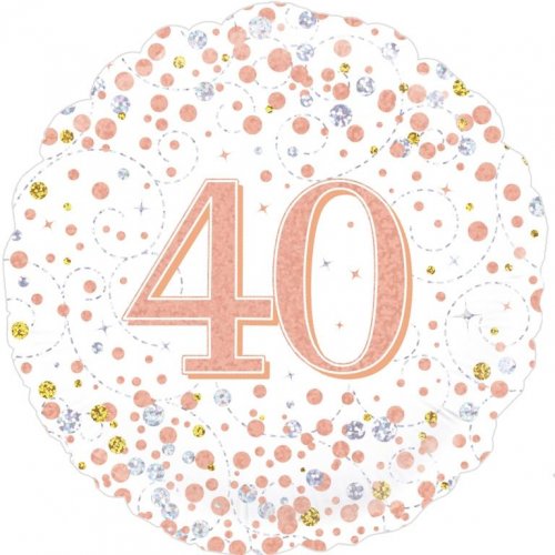 45cm Sparkling Fizz Rose Gold 40th Birthday Round Foil Balloon UNINFLATED