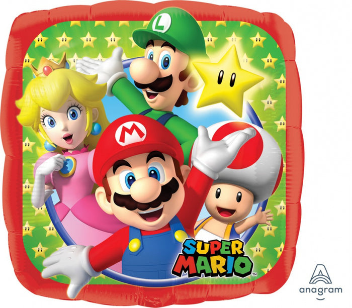 45cm Super Mario Brothers Square Foil Balloon UNINFLATED
