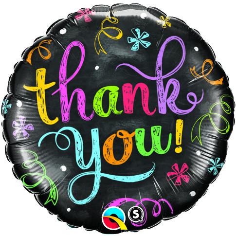 45cm Thank You Chalkboard Round Foil Balloon UNINFLATED
