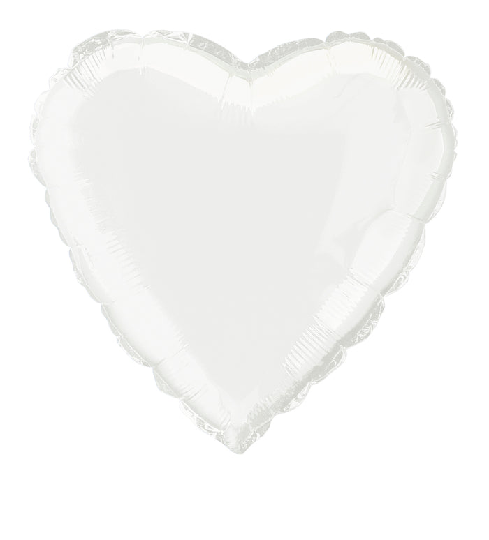 45cm White Heart Foil Balloon UNINFLATED